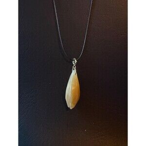 Natural Honey Jade Magnolia Bud Pendant Necklace  OOAK Brown Jade Necklace